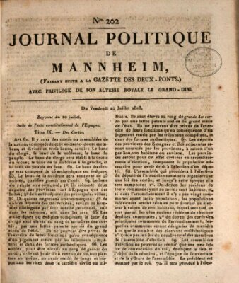 Journal politique de Mannheim (Gazette des Deux-Ponts) Freitag 22. Juli 1808