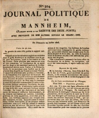 Journal politique de Mannheim (Gazette des Deux-Ponts) Sonntag 24. Juli 1808