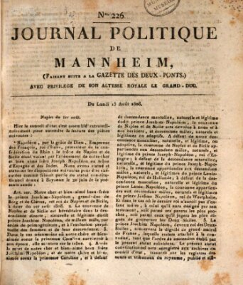 Journal politique de Mannheim (Gazette des Deux-Ponts) Montag 15. August 1808