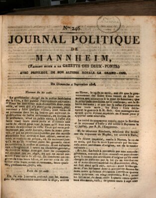 Journal politique de Mannheim (Gazette des Deux-Ponts) Sonntag 4. September 1808