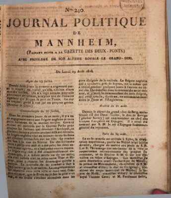 Journal politique de Mannheim (Gazette des Deux-Ponts) Montag 29. August 1808