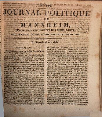 Journal politique de Mannheim (Gazette des Deux-Ponts) Sonntag 28. August 1808