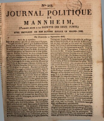 Journal politique de Mannheim (Gazette des Deux-Ponts) Sonntag 11. September 1808