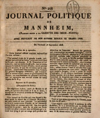 Journal politique de Mannheim (Gazette des Deux-Ponts) Freitag 16. September 1808