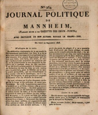 Journal politique de Mannheim (Gazette des Deux-Ponts) Donnerstag 22. September 1808