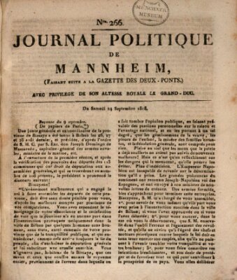 Journal politique de Mannheim (Gazette des Deux-Ponts) Samstag 24. September 1808