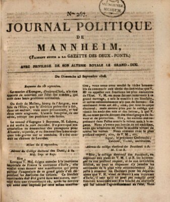 Journal politique de Mannheim (Gazette des Deux-Ponts) Sonntag 25. September 1808