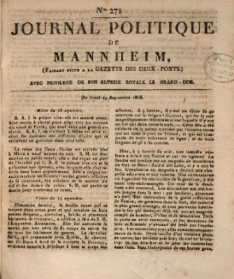 Journal politique de Mannheim (Gazette des Deux-Ponts) Donnerstag 29. September 1808