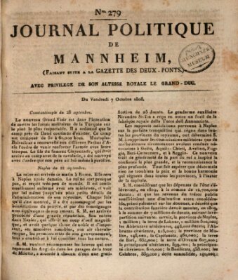 Journal politique de Mannheim (Gazette des Deux-Ponts) Freitag 7. Oktober 1808