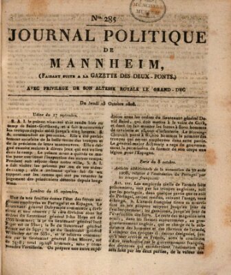 Journal politique de Mannheim (Gazette des Deux-Ponts) Donnerstag 13. Oktober 1808