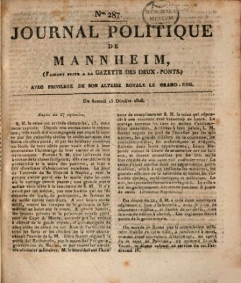 Journal politique de Mannheim (Gazette des Deux-Ponts) Samstag 15. Oktober 1808