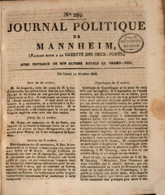 Journal politique de Mannheim (Gazette des Deux-Ponts) Montag 17. Oktober 1808