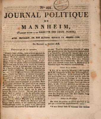 Journal politique de Mannheim (Gazette des Deux-Ponts) Mittwoch 19. Oktober 1808