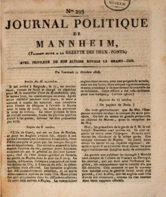 Journal politique de Mannheim (Gazette des Deux-Ponts) Freitag 21. Oktober 1808