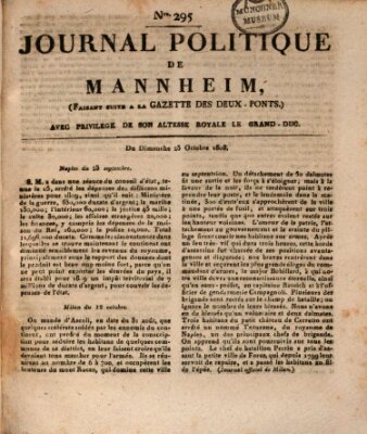 Journal politique de Mannheim (Gazette des Deux-Ponts) Sonntag 23. Oktober 1808