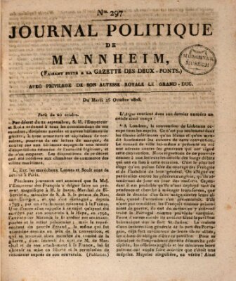 Journal politique de Mannheim (Gazette des Deux-Ponts) Dienstag 25. Oktober 1808