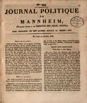 Journal politique de Mannheim (Gazette des Deux-Ponts) Donnerstag 27. Oktober 1808