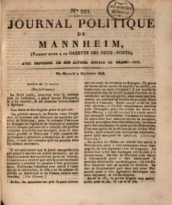 Journal politique de Mannheim (Gazette des Deux-Ponts) Mittwoch 2. November 1808