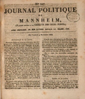 Journal politique de Mannheim (Gazette des Deux-Ponts) Freitag 4. November 1808