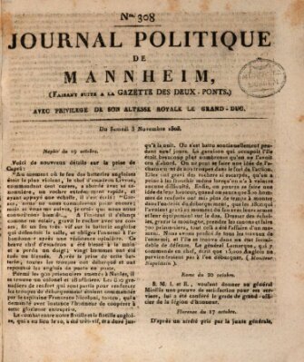 Journal politique de Mannheim (Gazette des Deux-Ponts) Samstag 5. November 1808