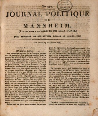 Journal politique de Mannheim (Gazette des Deux-Ponts) Montag 14. November 1808