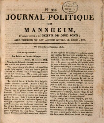 Journal politique de Mannheim (Gazette des Deux-Ponts) Sonntag 4. Dezember 1808