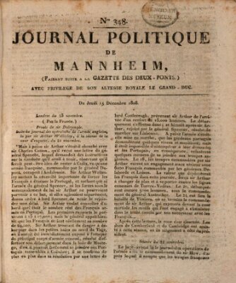 Journal politique de Mannheim (Gazette des Deux-Ponts) Donnerstag 15. Dezember 1808