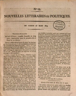 Nouvelles littéraires et politiques (Gazette des Deux-Ponts) Samstag 25. März 1809