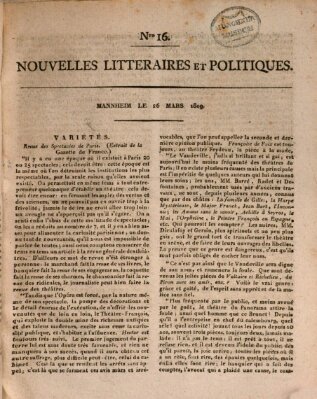 Nouvelles littéraires et politiques (Gazette des Deux-Ponts) Sonntag 26. März 1809