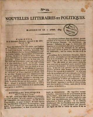 Nouvelles littéraires et politiques (Gazette des Deux-Ponts) Samstag 1. April 1809