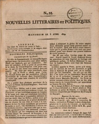 Nouvelles littéraires et politiques (Gazette des Deux-Ponts) Mittwoch 5. April 1809