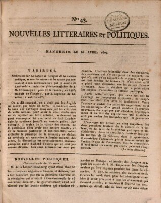 Nouvelles littéraires et politiques (Gazette des Deux-Ponts) Sonntag 23. April 1809