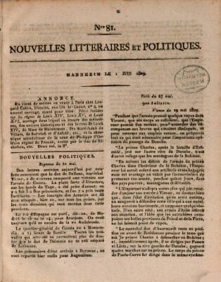 Nouvelles littéraires et politiques (Gazette des Deux-Ponts) Donnerstag 1. Juni 1809