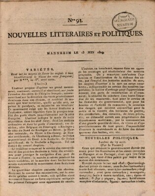 Nouvelles littéraires et politiques (Gazette des Deux-Ponts) Dienstag 13. Juni 1809