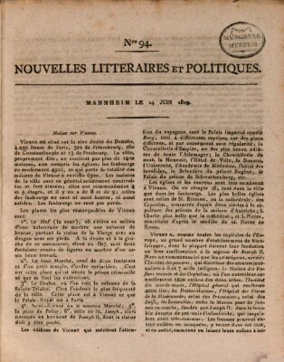 Nouvelles littéraires et politiques (Gazette des Deux-Ponts) Mittwoch 14. Juni 1809