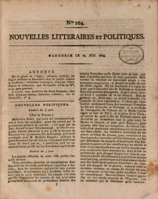 Nouvelles littéraires et politiques (Gazette des Deux-Ponts) Samstag 24. Juni 1809