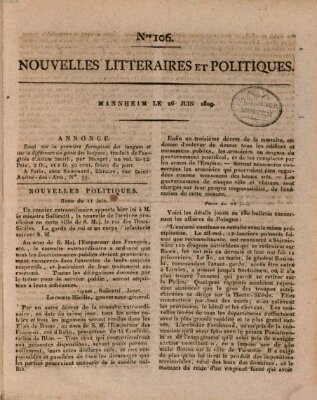 Nouvelles littéraires et politiques (Gazette des Deux-Ponts) Montag 26. Juni 1809