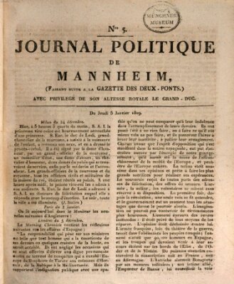 Journal politique de Mannheim (Gazette des Deux-Ponts) Donnerstag 5. Januar 1809