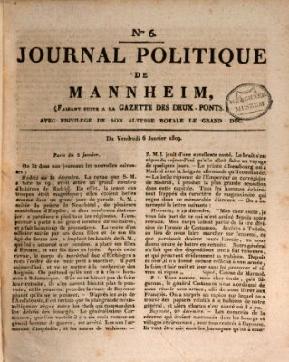 Journal politique de Mannheim (Gazette des Deux-Ponts) Freitag 6. Januar 1809