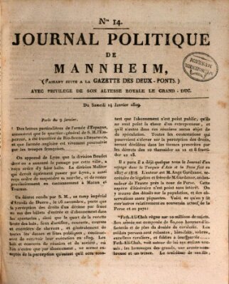 Journal politique de Mannheim (Gazette des Deux-Ponts) Samstag 14. Januar 1809