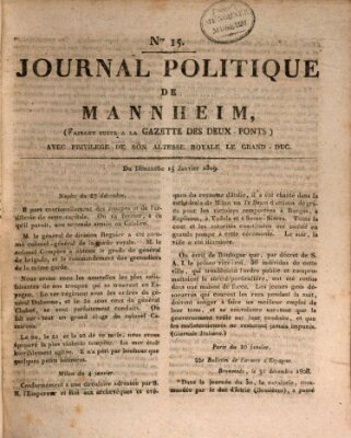 Journal politique de Mannheim (Gazette des Deux-Ponts) Sonntag 15. Januar 1809