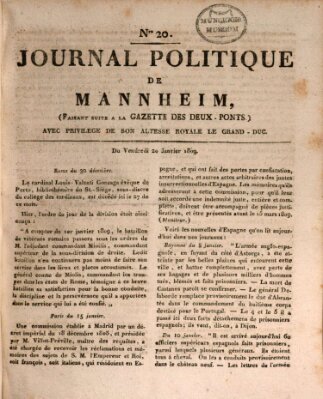 Journal politique de Mannheim (Gazette des Deux-Ponts) Freitag 20. Januar 1809