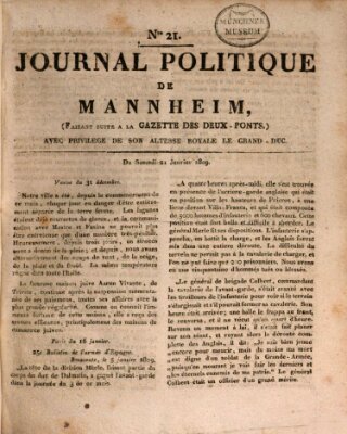 Journal politique de Mannheim (Gazette des Deux-Ponts) Samstag 21. Januar 1809