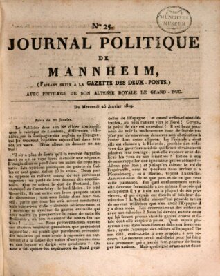 Journal politique de Mannheim (Gazette des Deux-Ponts) Mittwoch 25. Januar 1809