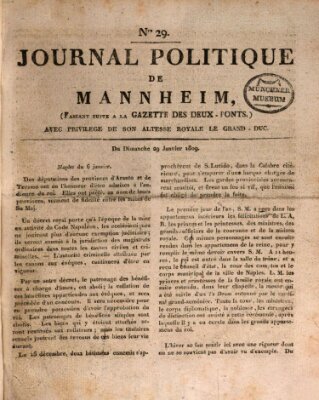 Journal politique de Mannheim (Gazette des Deux-Ponts) Sonntag 29. Januar 1809