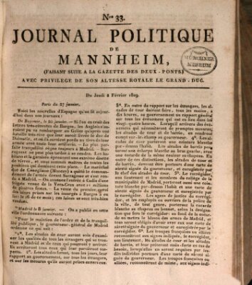 Journal politique de Mannheim (Gazette des Deux-Ponts) Donnerstag 2. Februar 1809