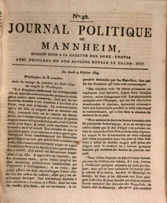 Journal politique de Mannheim (Gazette des Deux-Ponts) Donnerstag 9. Februar 1809