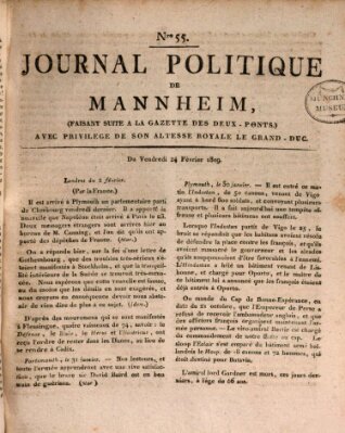 Journal politique de Mannheim (Gazette des Deux-Ponts) Freitag 24. Februar 1809