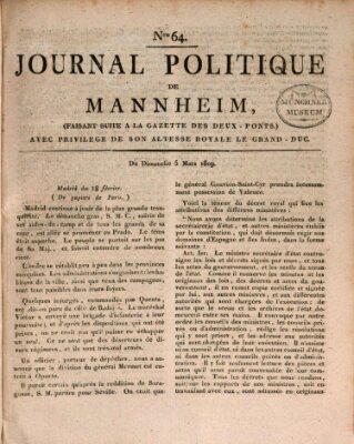 Journal politique de Mannheim (Gazette des Deux-Ponts) Sonntag 5. März 1809