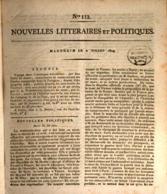 Nouvelles littéraires et politiques (Gazette des Deux-Ponts) Sonntag 2. Juli 1809